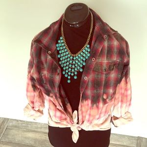 Vintage Distressed grunge pearl snap flannel